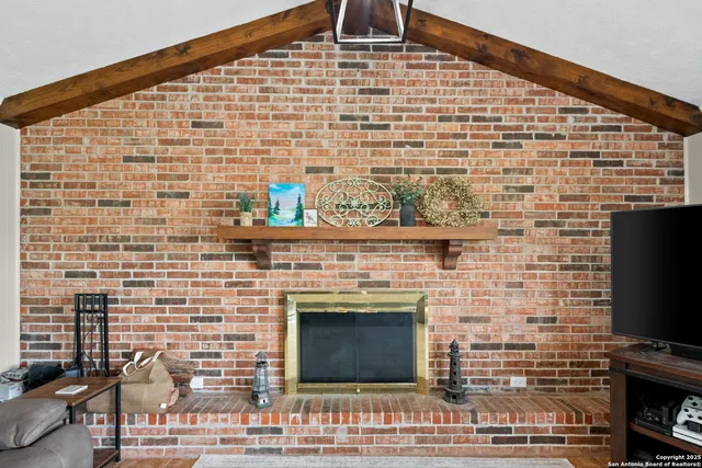 a brick oven with fireplace on it