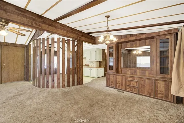 a view of a hallway with a large window