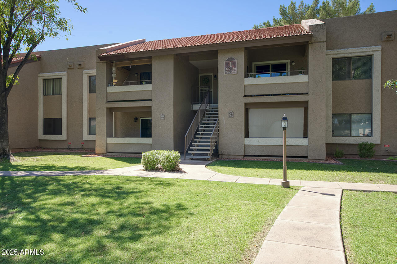 a house view with a garden space
