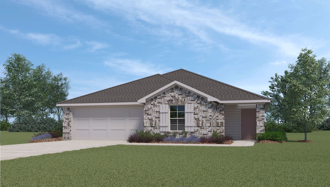 1417 Victory Rnch Trail Killeen, TX 76549 - Photo 1 of 22 A welcoming front exterior features a stone and siding facade with a neat driveway and landscaping.