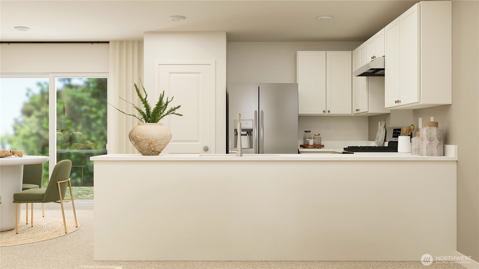 2039 Henderson Way Longview, WA 98632 - Photo 5 of 40 a kitchen with stainless steel appliances a refrigerator sink and white cabinets