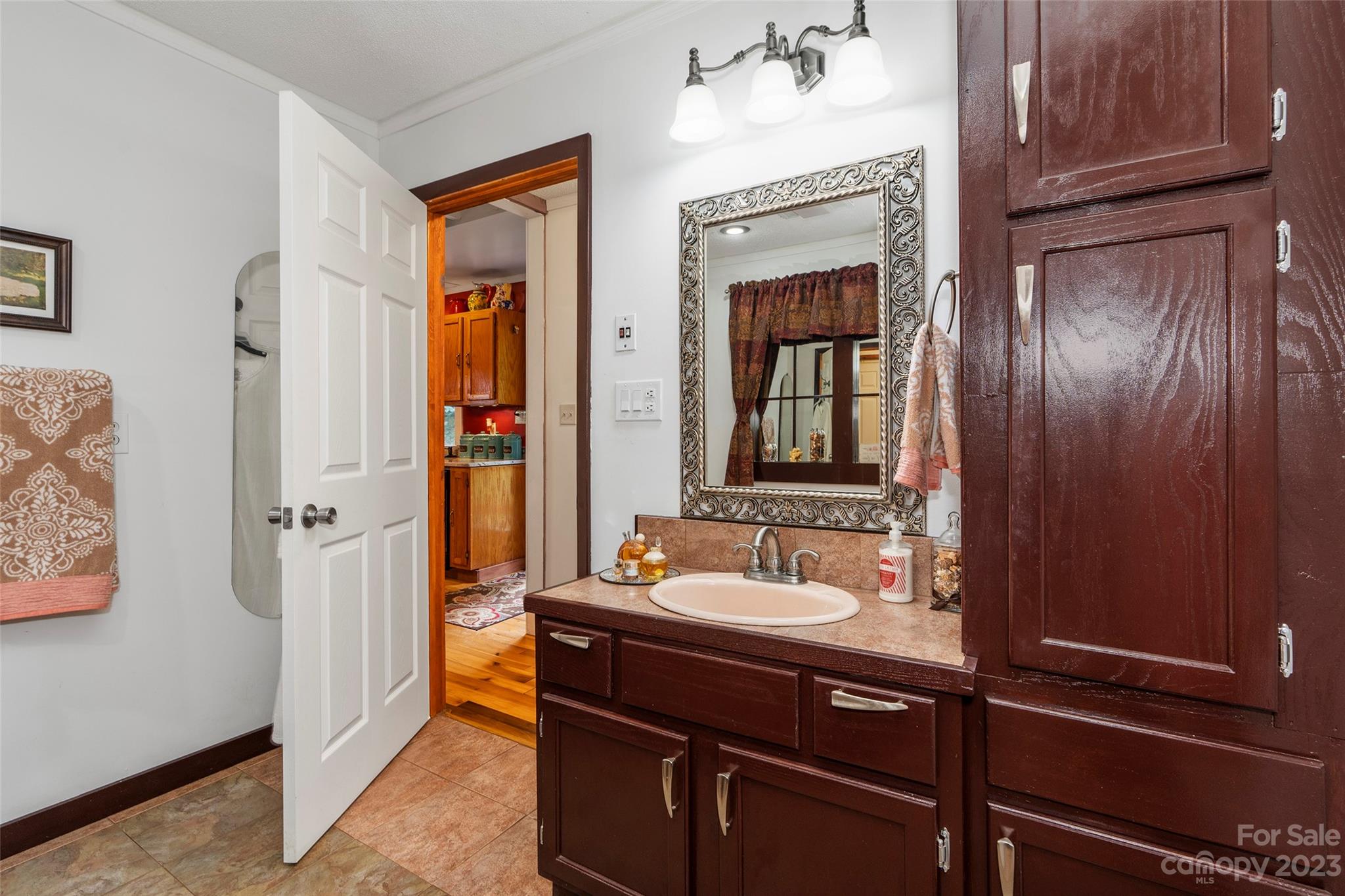 290 Last Mohican Trail Clyde, NC 28721 - Photo 27 of 46 a bathroom with a sink and a mirror