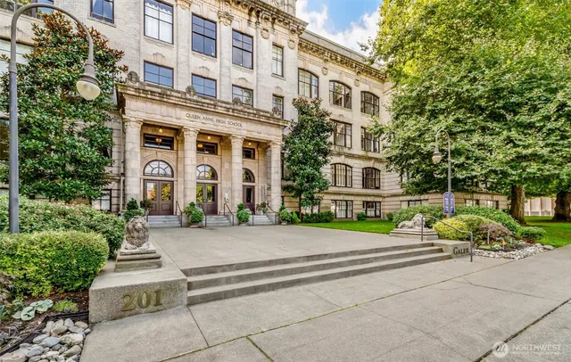 a front view of a building