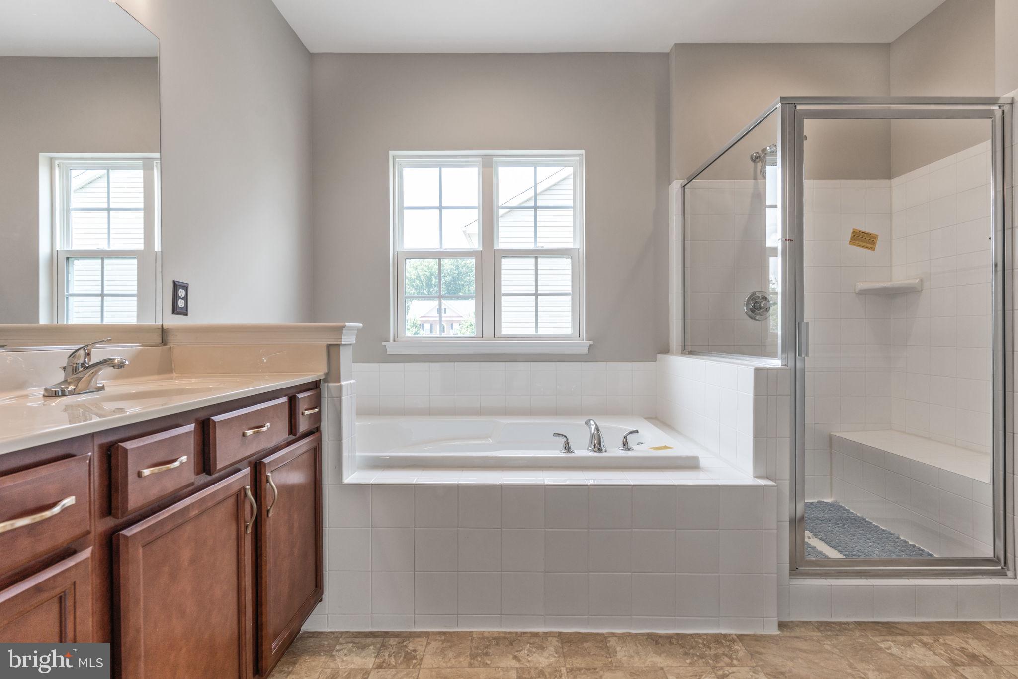 12021 Spring Beauty Road Bristow, VA 20136 - Photo 16 of 43 a bathroom with a tub sink shower and mirror