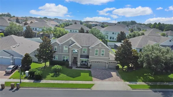 an aerial view of a house
