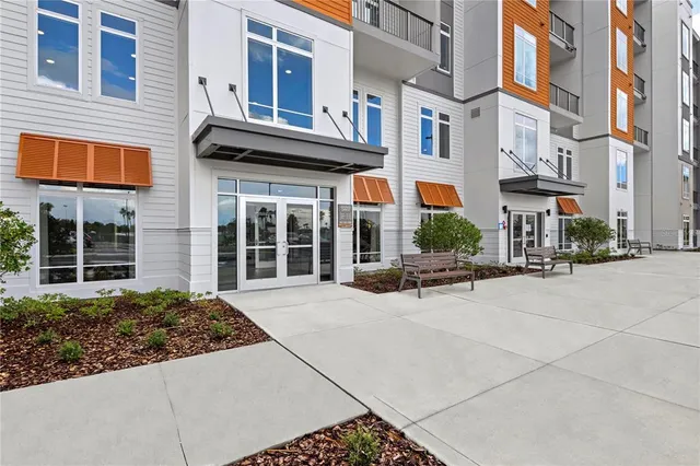 a view of a building with a street