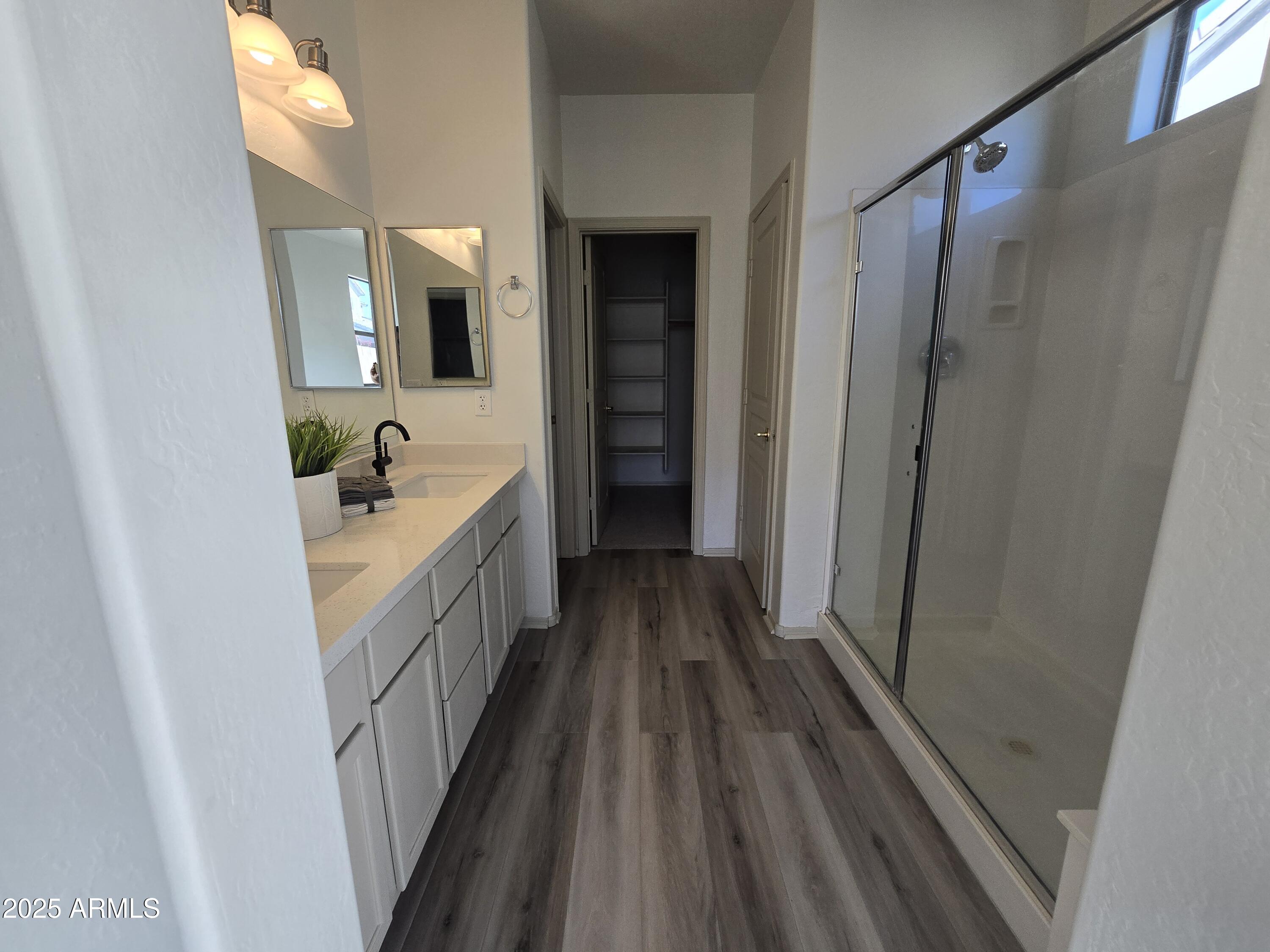 18196 Calacera Street Maricopa, AZ 85138 - Photo 16 of 21 a bathroom with sink a vanity and shower