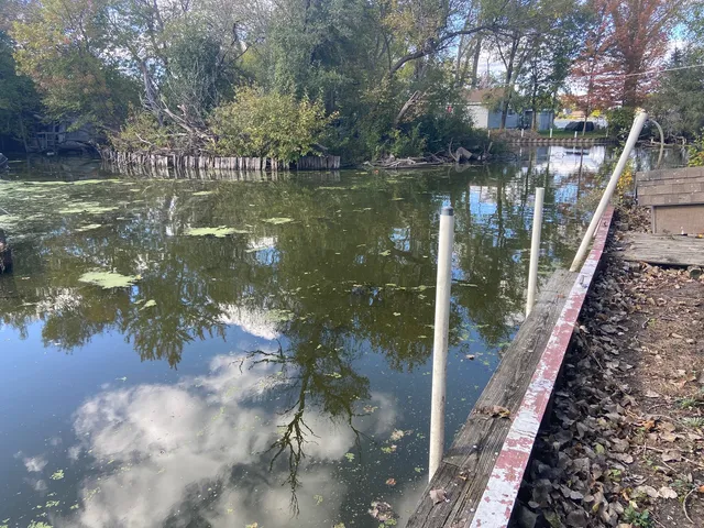 a view of a wooden bridge