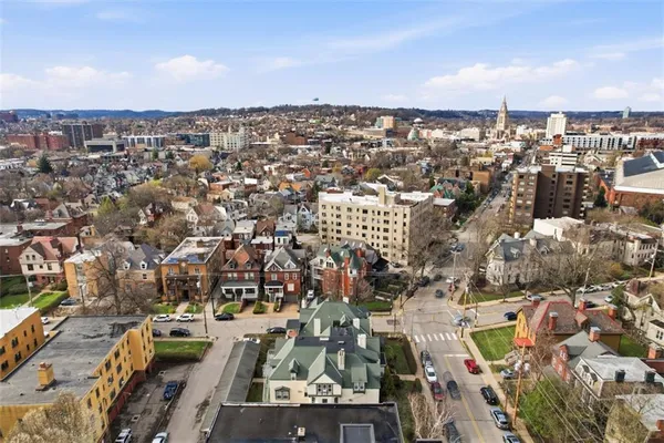 an aerial view of a city