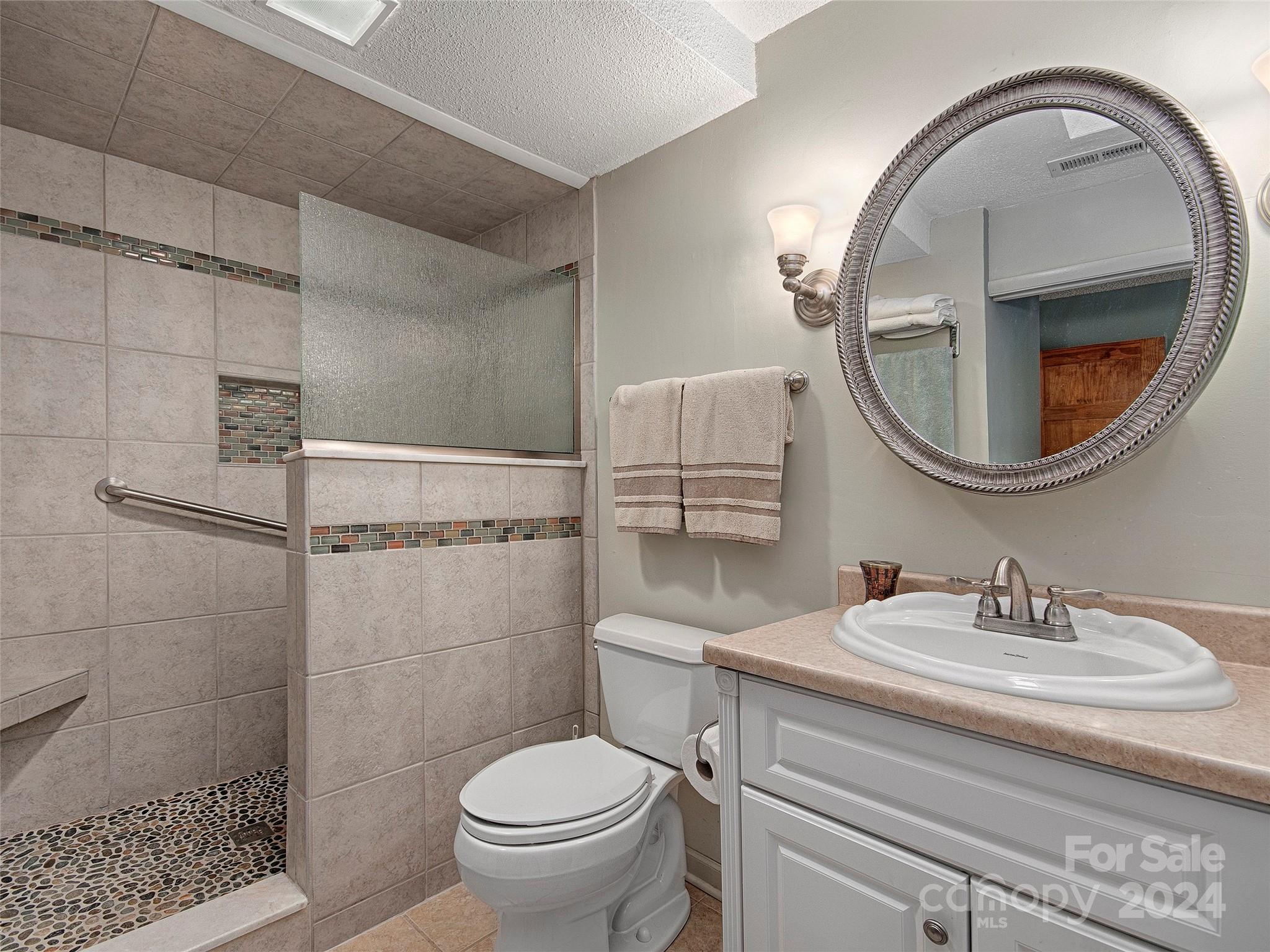 436 Old Fiddle Road Waynesville, NC 28786 - Photo 11 of 18 a bathroom with a sink a toilet and a mirror