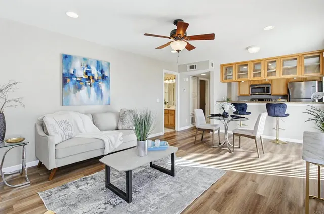 a living room with furniture