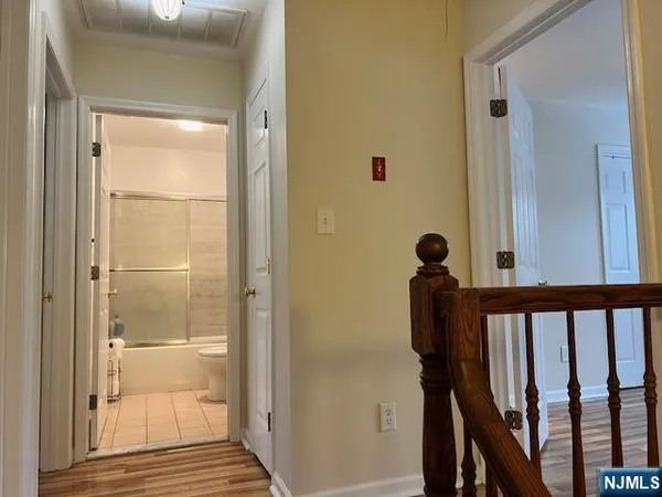 a view of a bathroom with a shower