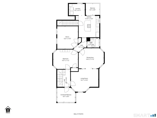 a picture of a bench in front of a wall