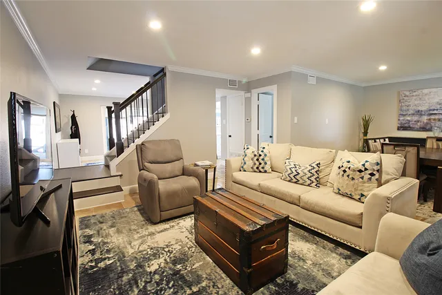 a living room with furniture