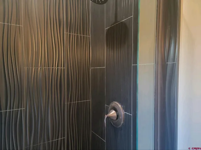 an empty room with a door