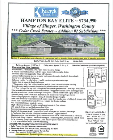 $734,990 | 2453 Cedar Bluffs Drive, Slinger, WI 53086