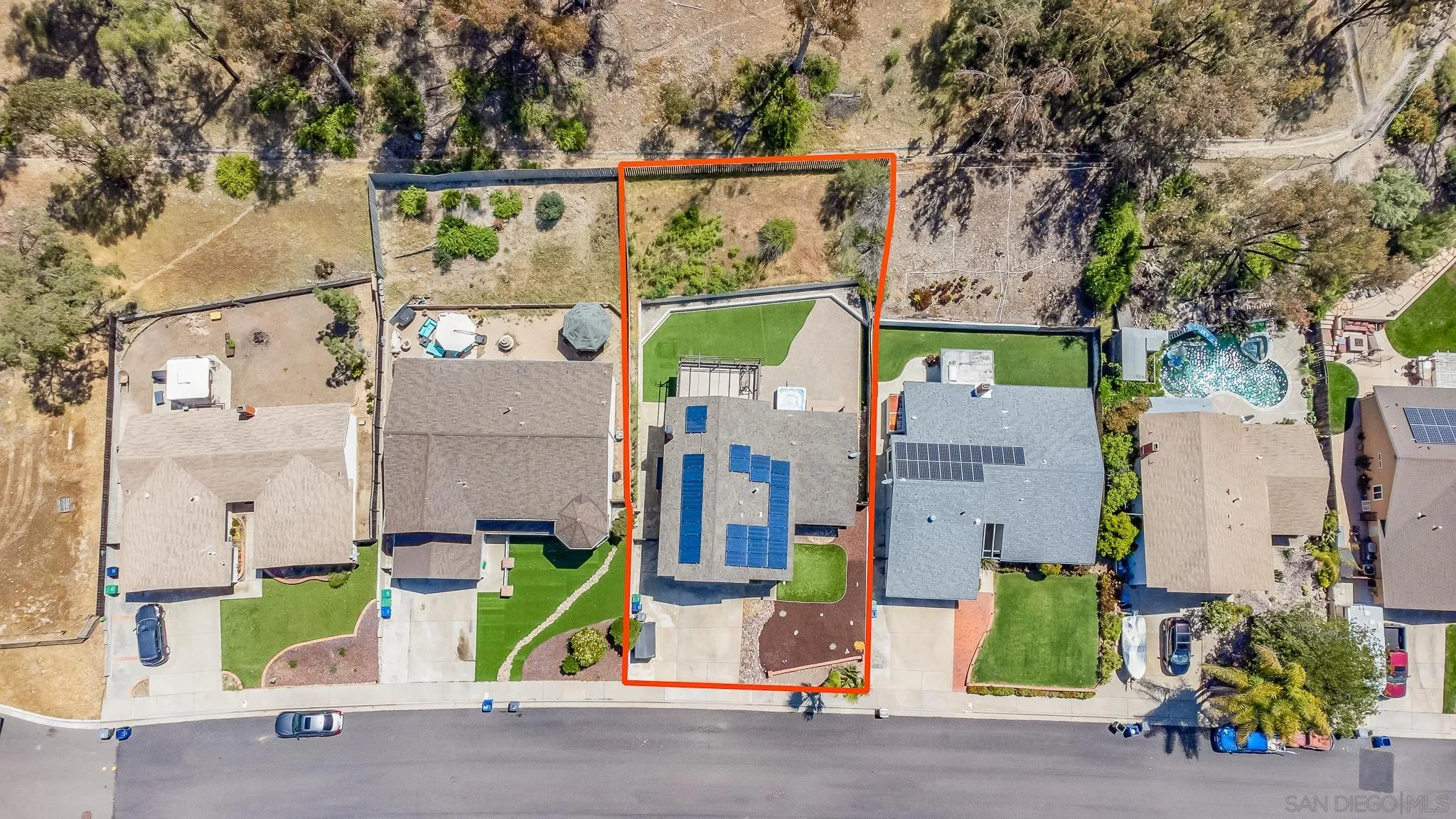 9229 Birchcrest Boulevard Santee, CA 92071 - Photo 36 of 39 aerial view of a house with a street