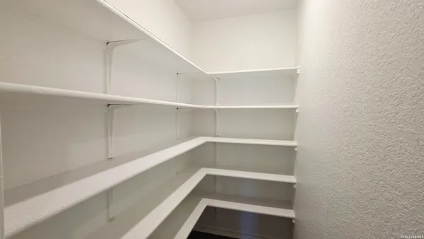 a view of an empty walk in closet