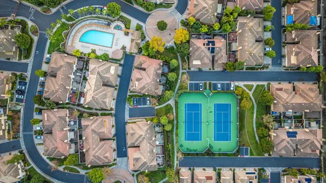 an aerial view of a city