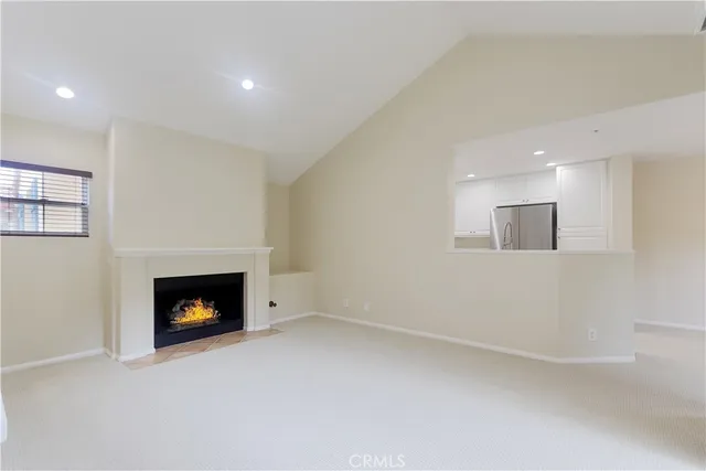 a room with a fireplace