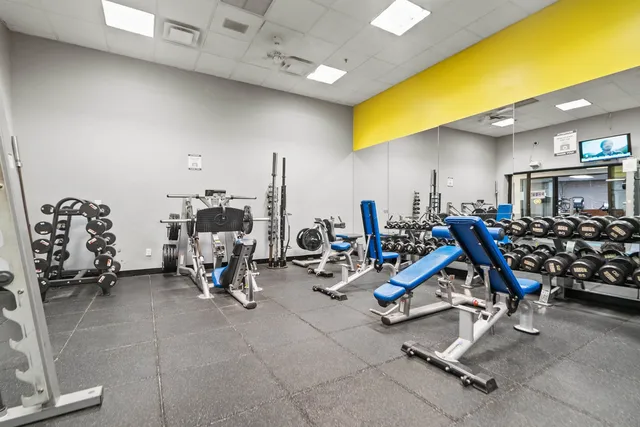 a view of a room with gym equipment