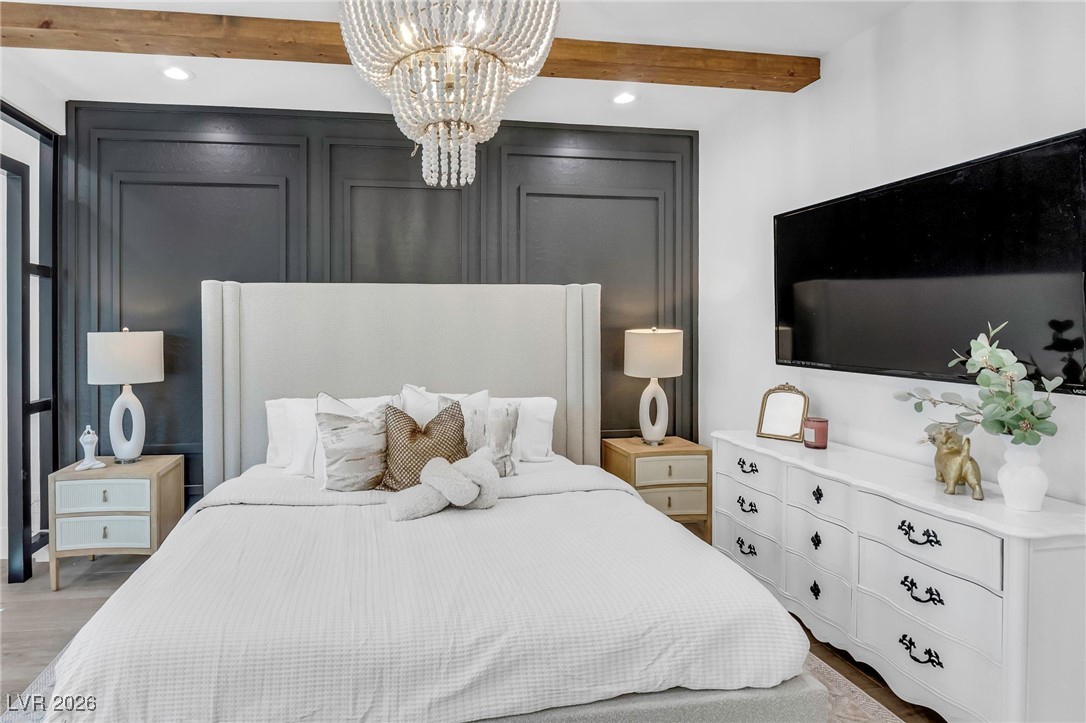 2709 Rue Toulouse Avenue Henderson, NV 89044 - Photo 14 of 43 Primary Bedroom with Custom Wood Beams