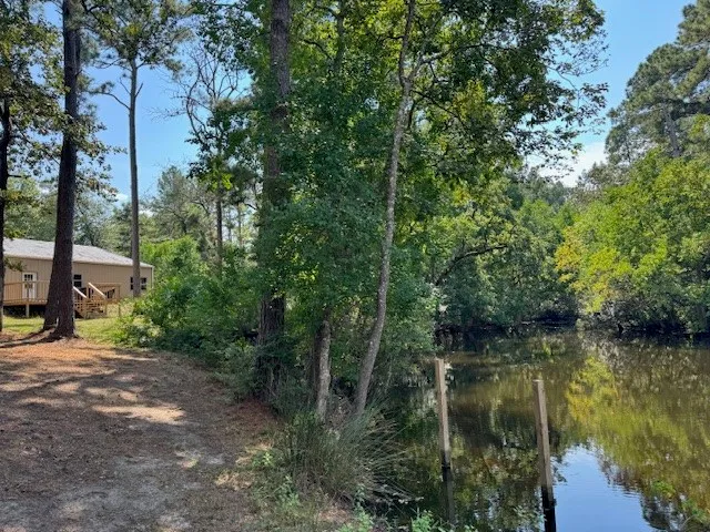 a view of a lake with houses