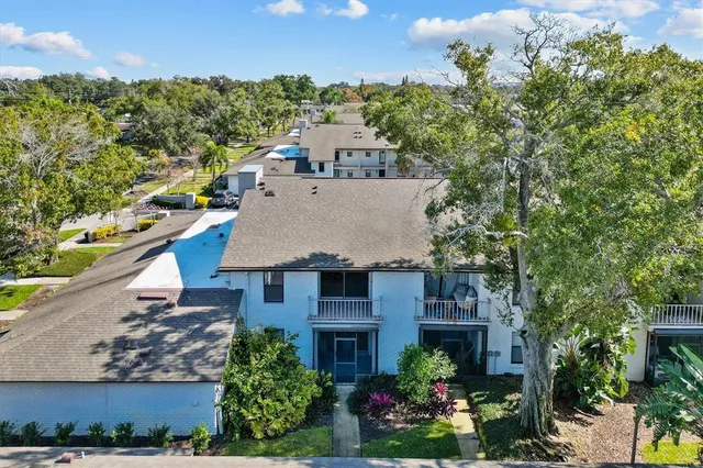 an aerial view of a house