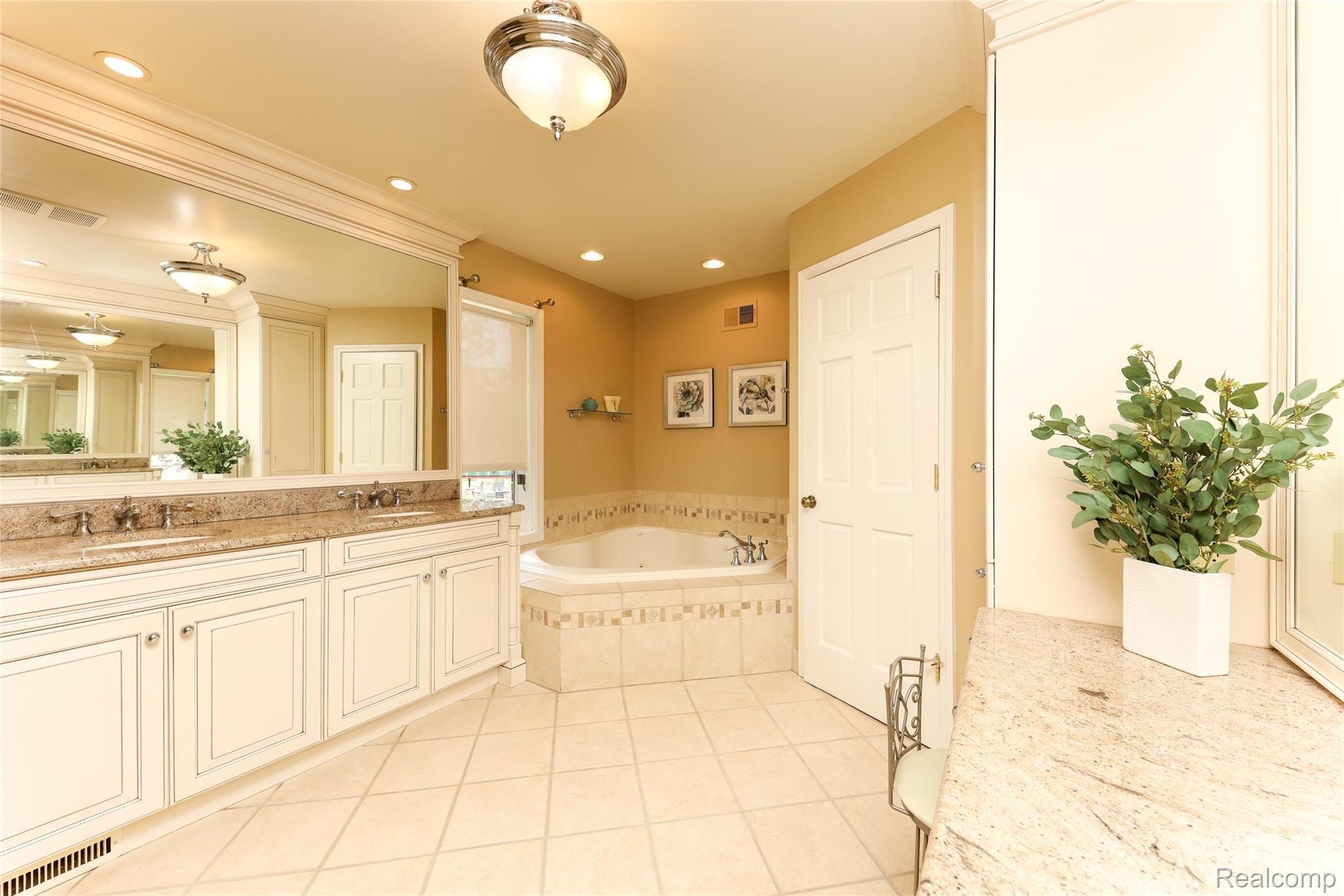 50450 Hanford Road Canton, MI 48187 - Photo 45 of 85 The large master bathroom has granite counters with his and her sinks.