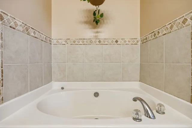 a bathroom with a bathtub