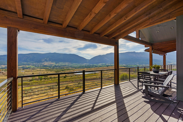 4499 North Seven Bridges Road, Unit 9 Eden, UT 84310 - Photo 21 of 65 Expansive covered deck featuring wood beam construction and composite decking