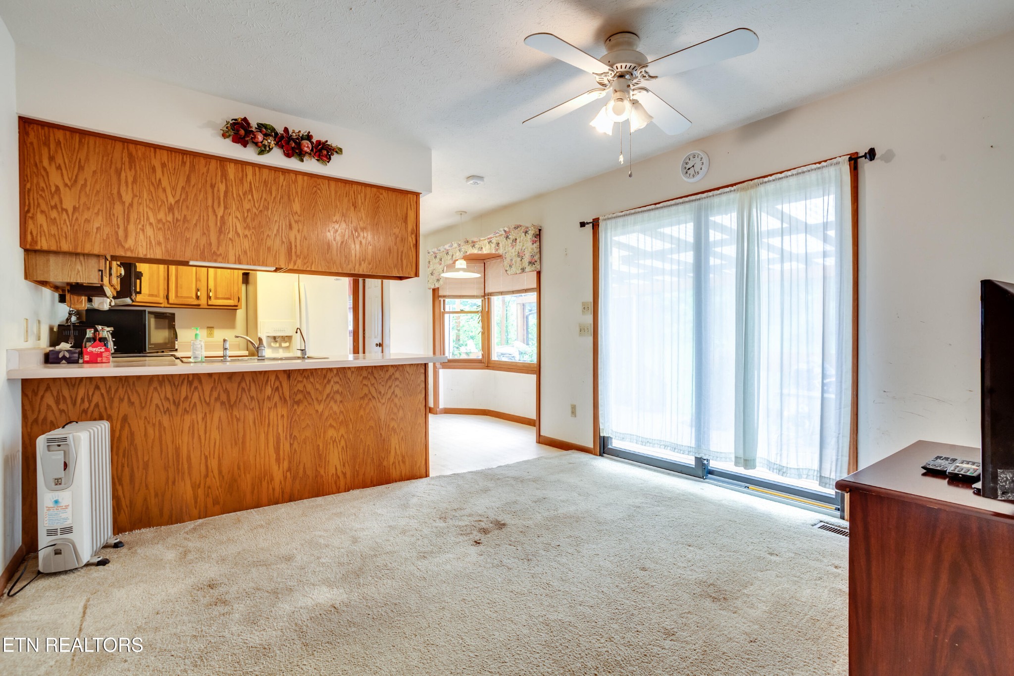 375 Rainbow Road Sevierville, TN 37862 - Photo 17 of 58 a view of a room with cabinet a flat screen tv and a ceiling fan