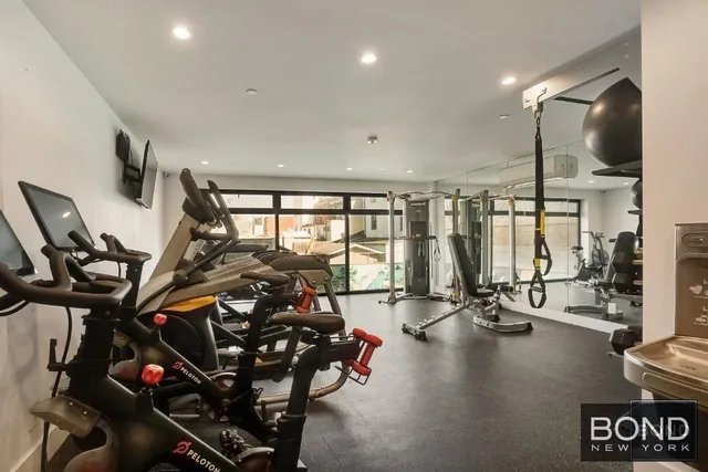 a view of a room with gym equipment
