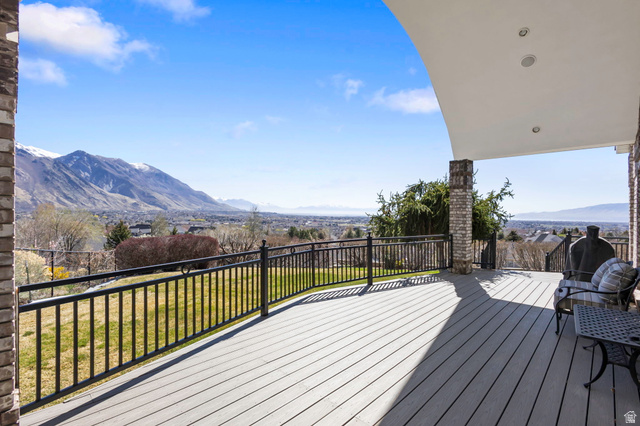 684 North Summit Way Alpine, UT 84004 - Photo 18 of 58 Wooden terrace featuring a yard and a mountain view