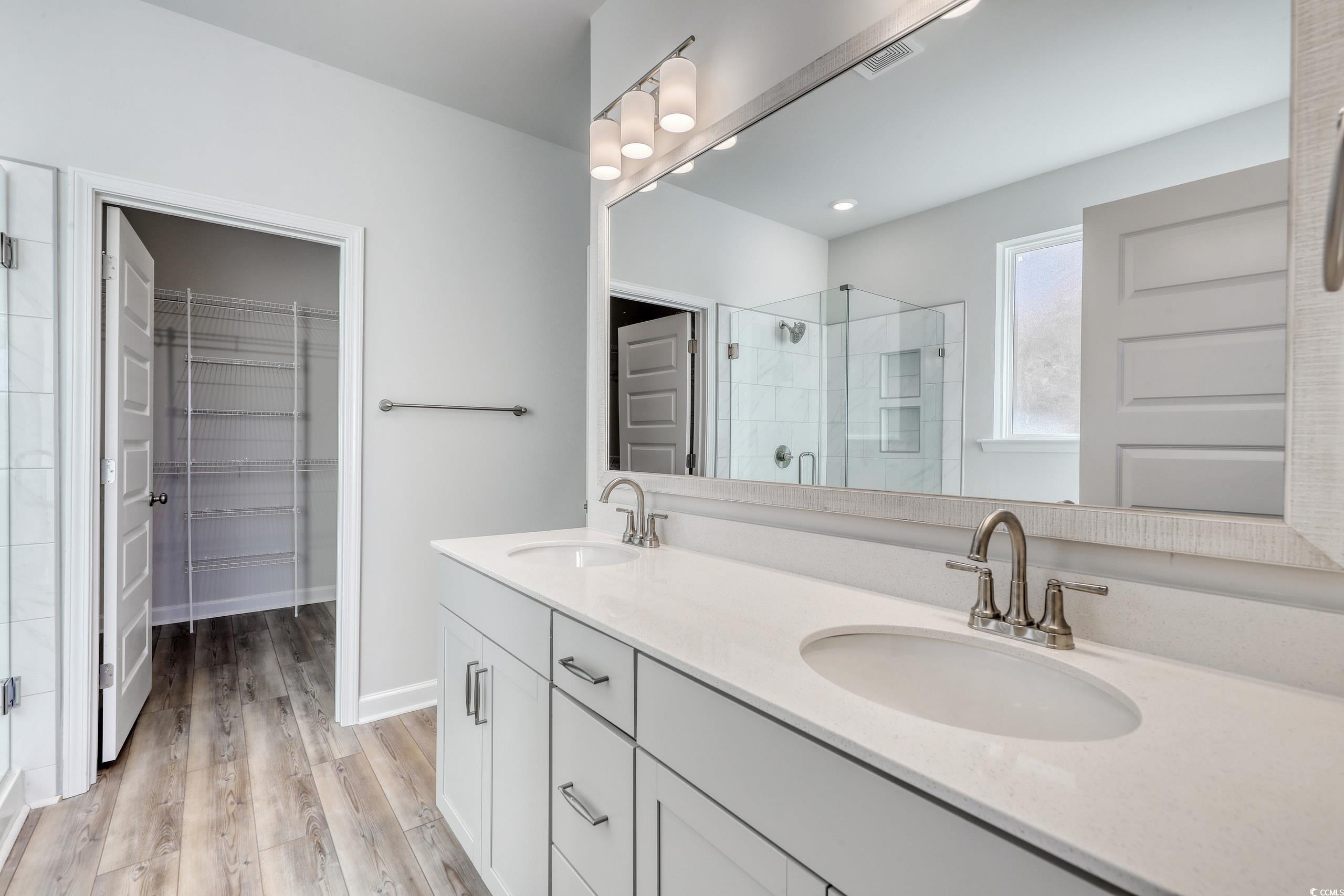771 Enchantment Loop Myrtle Beach, SC 29588 - Photo 14 of 40 Bathroom featuring vanity, hardwood / wood-style f