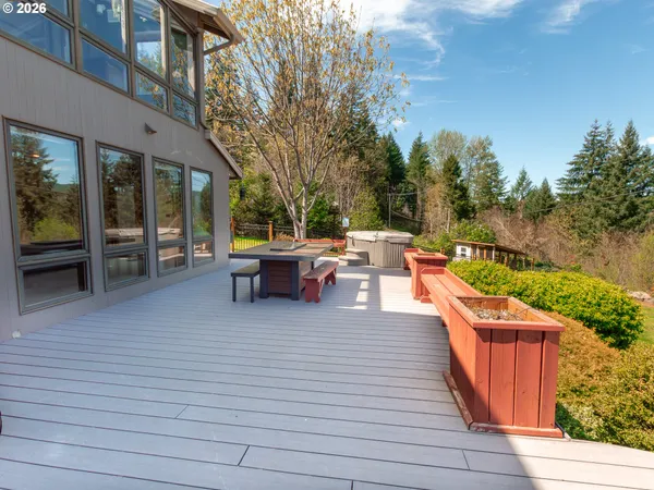 a outdoor view with a seating space