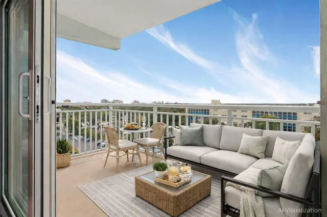a view of a terrace with furniture