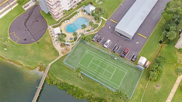 a view of a swimming pool with a outdoor space