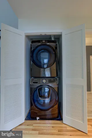 a living room with washing machine