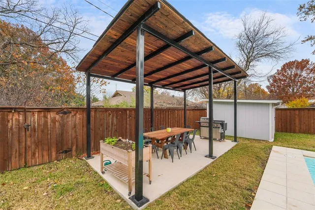 a outdoor space with patio furniture