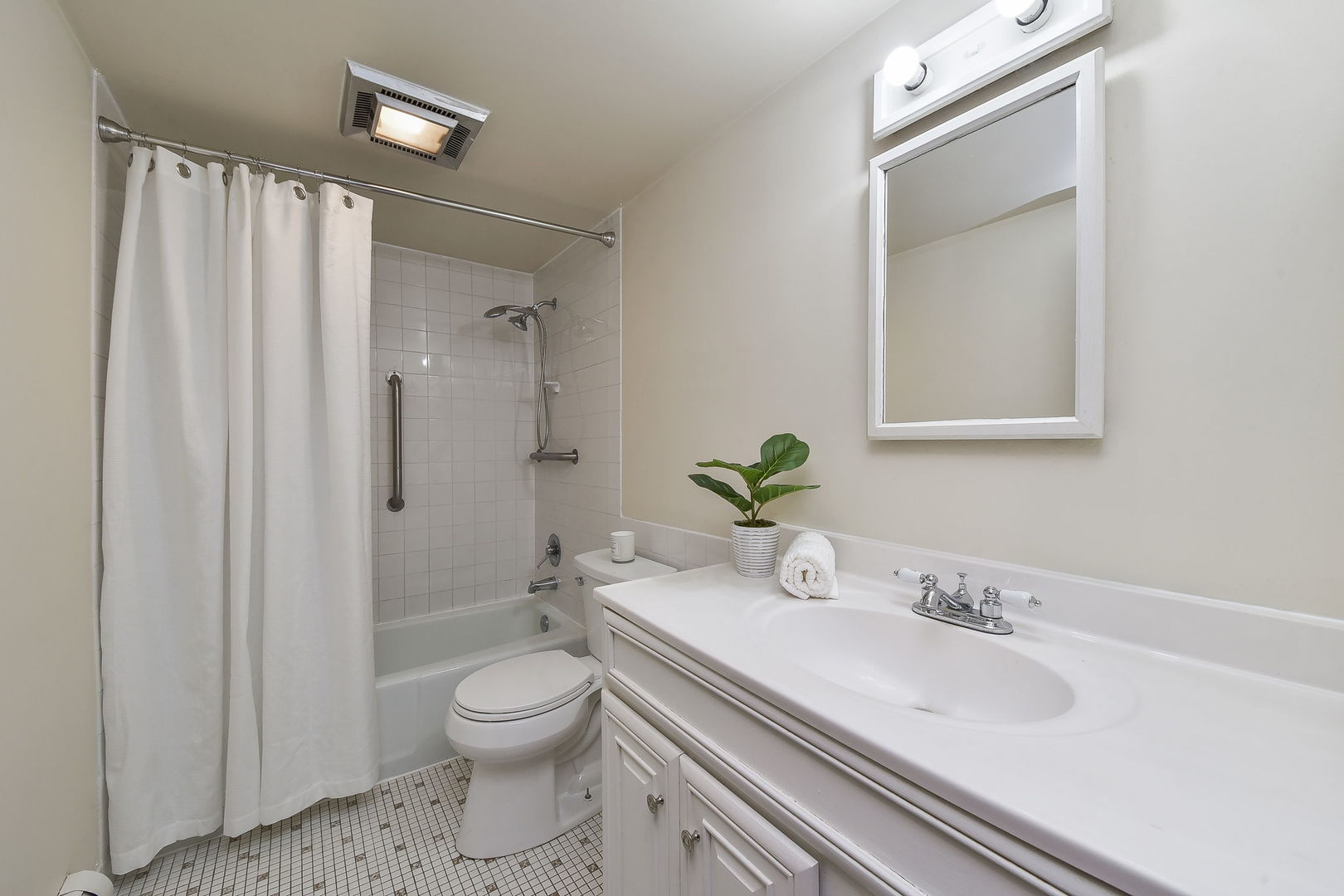 238 East Bailey Road, Unit G Naperville, IL 60565 - Photo 13 of 22 a bathroom with a granite countertop sink toilet a large mirror and shower