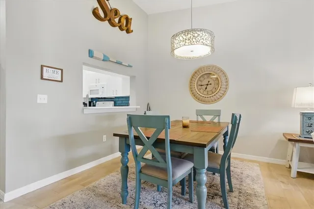 a view of a dining area with furniture