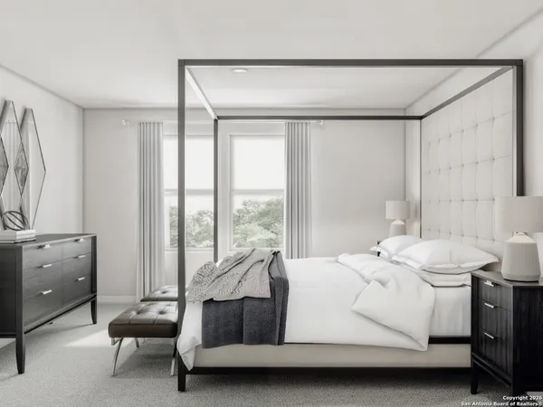 a room with a bed and a window