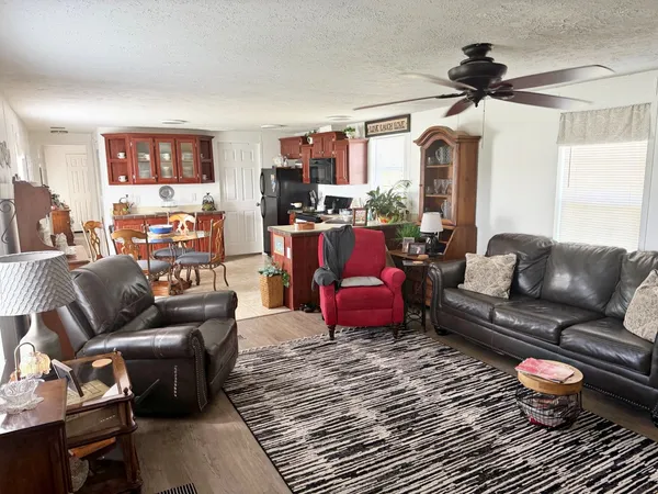 a living room with furniture