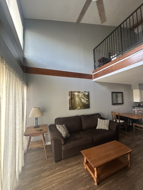 2215 Post Road, Unit 2044 Austin, TX 78704 - Photo 9 of 34 Dramatic high ceilings and a spacious loft overlook the open living area.