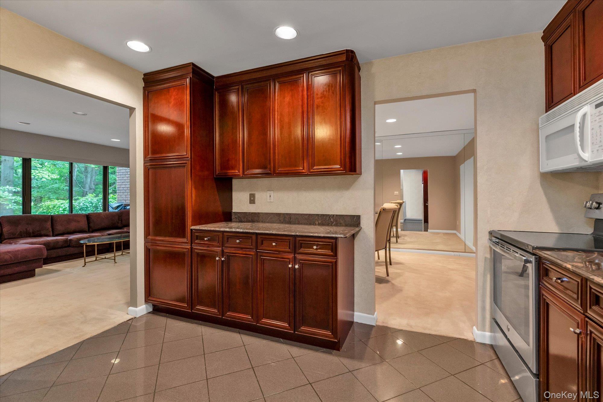 41 Spring Hollow Road Roslyn, NY 11576 - Photo 10 of 27 a kitchen with stainless steel appliances granite countertop a stove a sink and a microwave