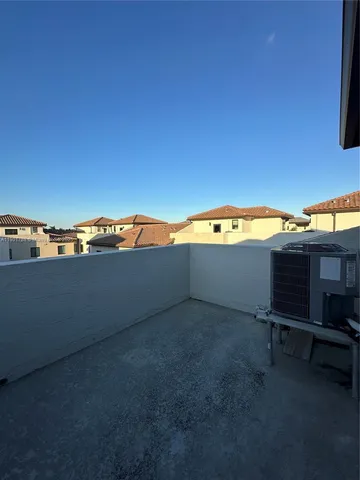 an outdoor view with a seating space