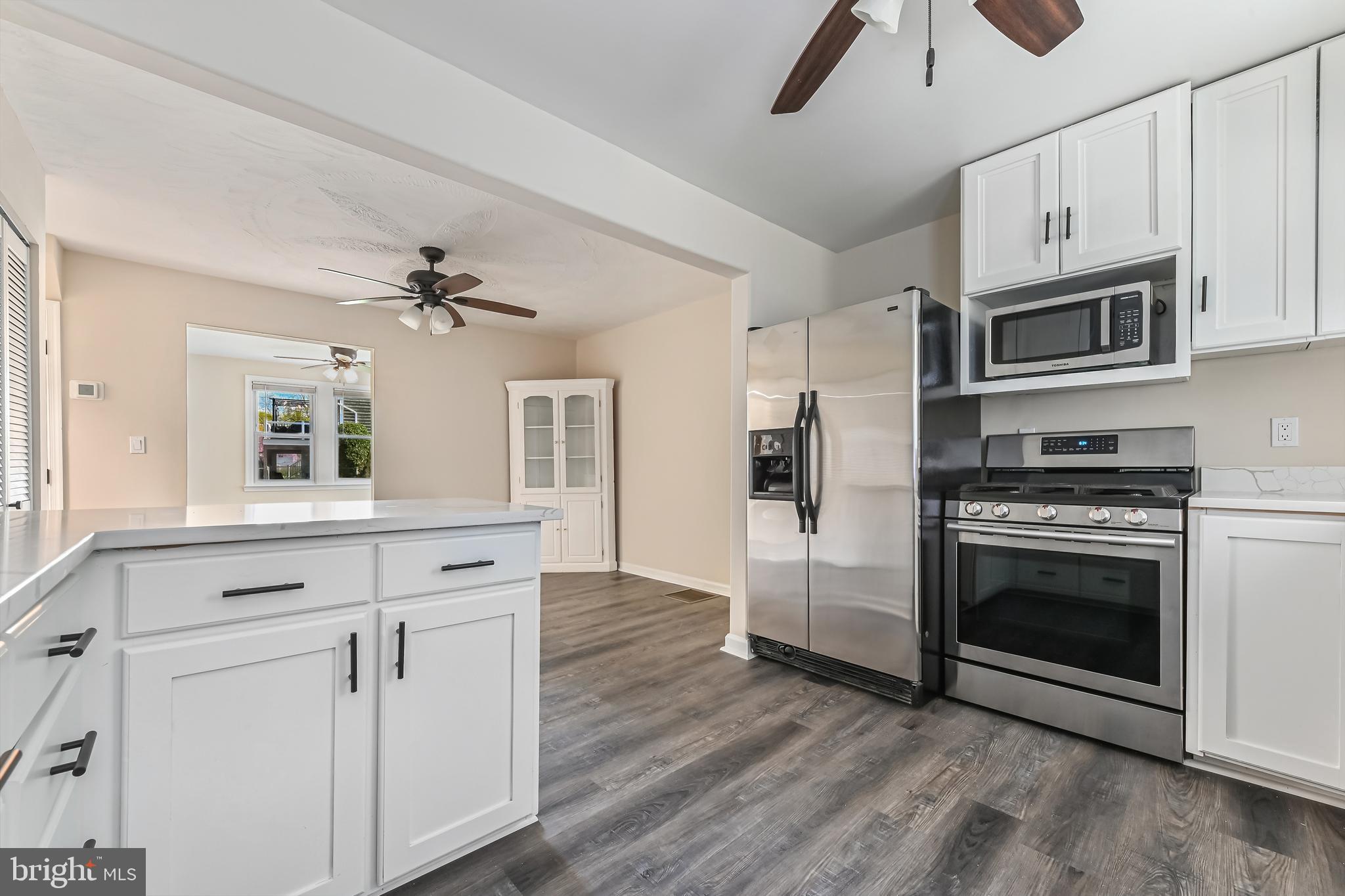 313 Orchard Road Edgewater, MD 21037 - Photo 6 of 48 a kitchen with stainless steel appliances white cabinets and a fireplace