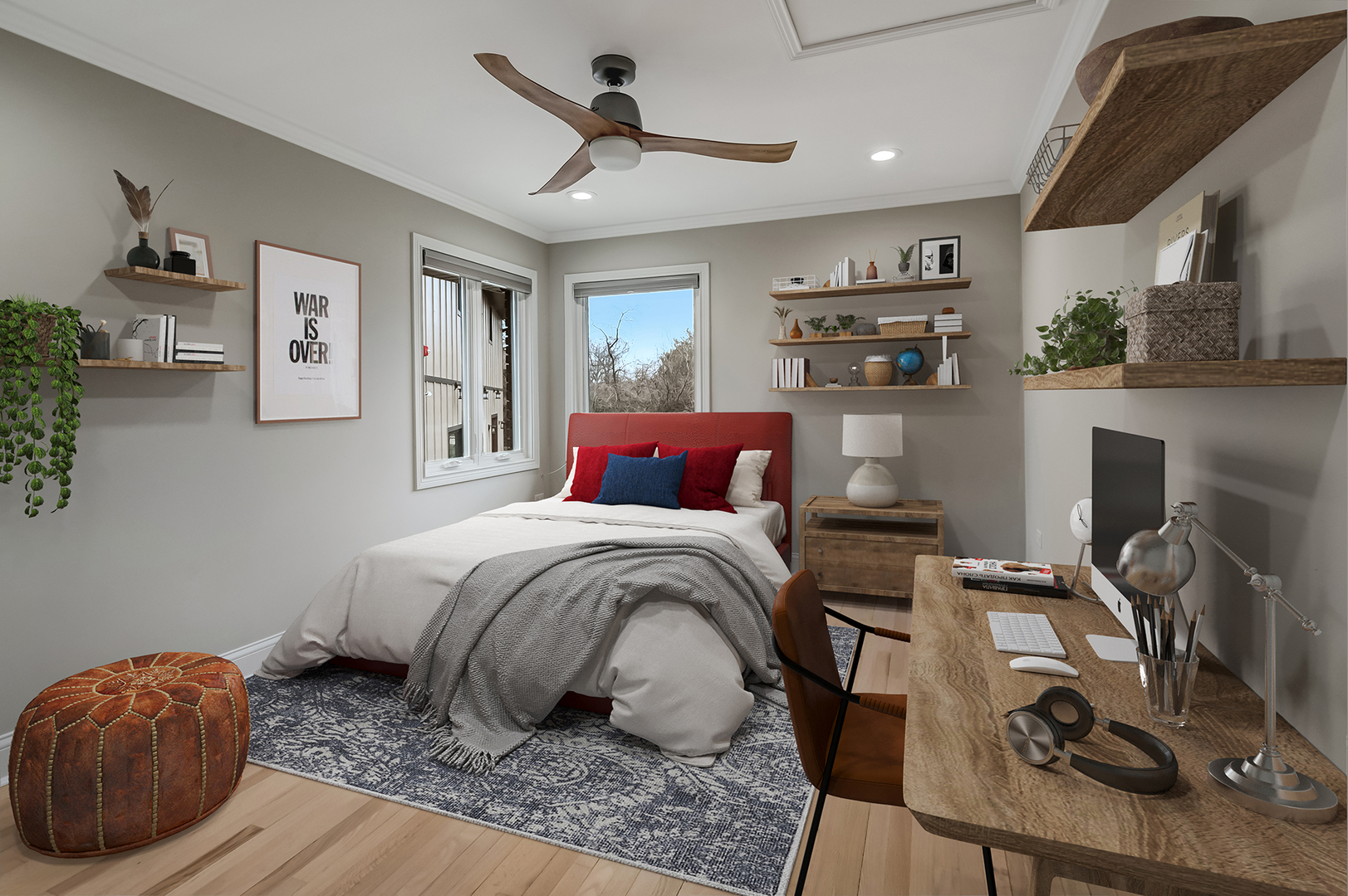 3220 Meyers Road Oak Brook, IL 60523 - Photo 17 of 43 a bedroom with a bed and wooden floor