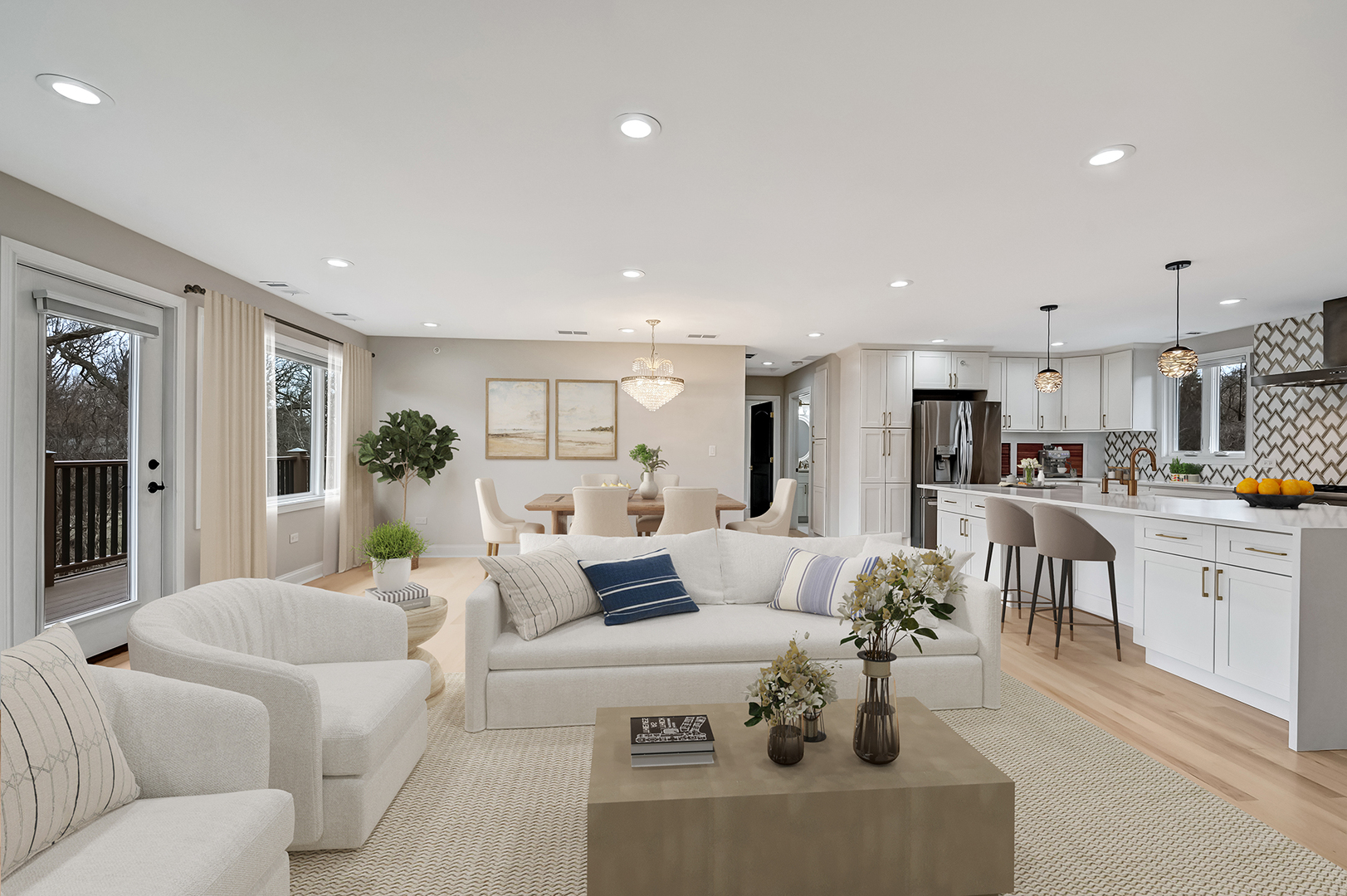 3220 Meyers Road Oak Brook, IL 60523 - Photo 28 of 43 a living room with furniture and kitchen view